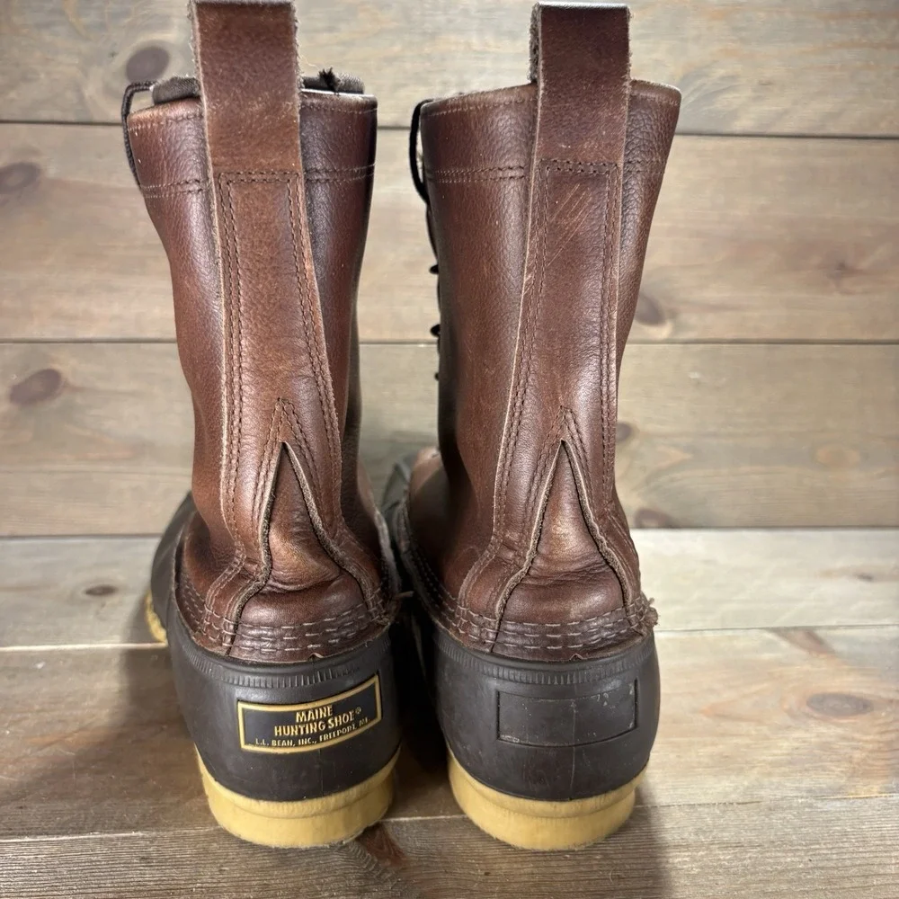 ll bean duck boots mens size 12 shoes brown leather insulated waterproof rain